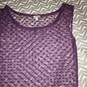 Charlotte Russe Purple Lace Heart Mesh Tank